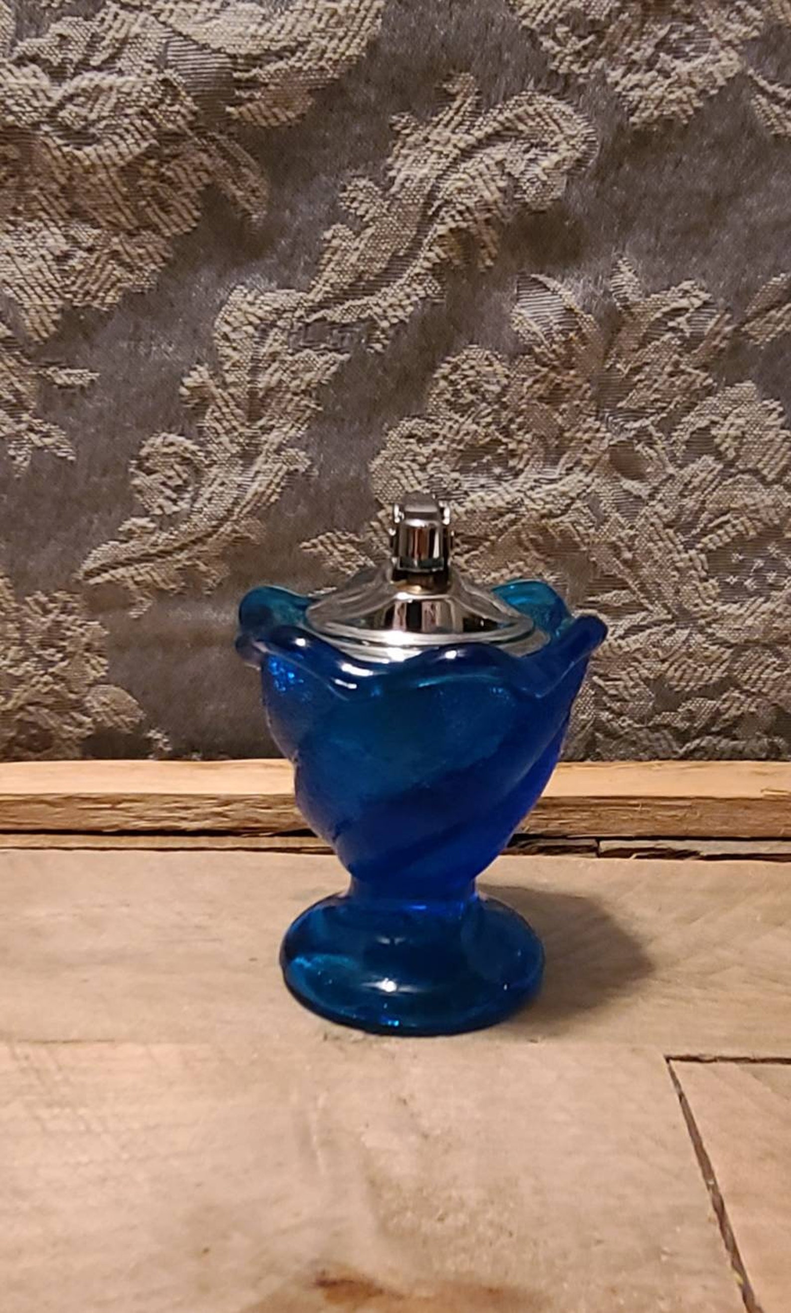 Vintage Blue Glass Table Lighter 1950s Vintage Cobalt Blue Etsy