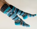 Striped Wool Knee High Socks, Marine Nautical Style
