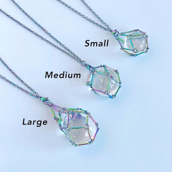 Rainbow Crystal Holder Necklace Interchangeable Crystal Necklace Holder Anniversary Gift for Her Bridesmaid Jewelry Pendant Necklace