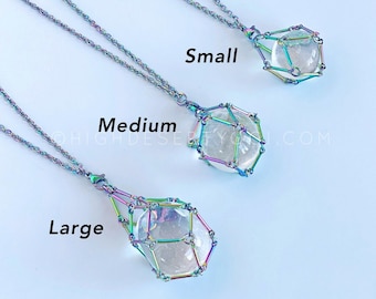 Rainbow Crystal Holder Necklace Interchangeable Crystal Necklace Holder Anniversary Gift for Her Bridesmaid Jewelry Pendant Necklace