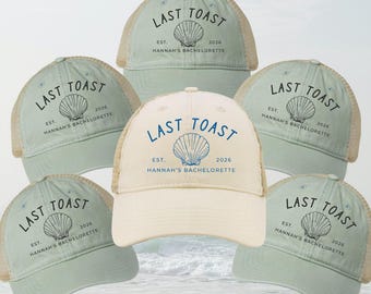 Custom Hats Beach Bachelorette Gifts for Last Toast Bridesmaids Proposal Gift Embroidered Cap Coastal Personalized Bach Wedding Party Hat