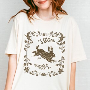 Vintage Cottagecore Shirt Vintage Rabbit T Shirt Cottagecore Tee  Cute Cottagecore Oversized Shirt Forestcore Clothing Goblincore Shirt