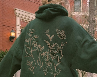 Flower Hoodie Oversized Floral Sweatshirt Wildflowers Sweater for Teenage Girl Gift for Tween Girl Gifts Wildflower Cottagecore Hoodie