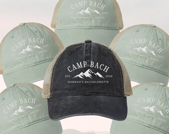 Custom Hats Camp Bachelorette Gifts for Camp Bach Bridesmaids Proposal Gift Embroidered Cap Camping Bachelorette Wedding Bridal Shower Gift