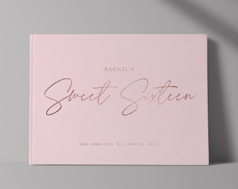 Sweet 16 Birthday Guestbook, 16th Birthday Letters Custom Guest Book Gold Foil, Birthday Keepsake Sweet Sixteen Party Decor, Daughter Gift