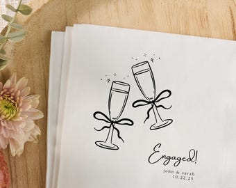 Custom Engagement Napkins Personalized Wedding Napkins for Wedding Party Napkins Cocktail Napkins Minimal Elegant Bridal Shower Napkin