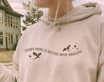 Dragon Hoodie for Fantasy Book Lovers Fantasy Readers Oversized Hoodie for Reader Bookish Sweatshirt Fantasy Book Club Hoodie Bookish Merch