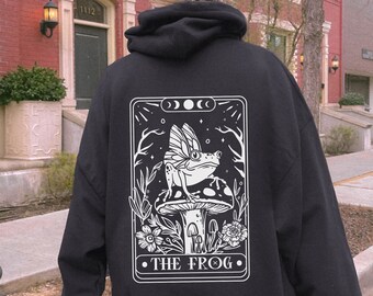 Frog Sweatshirt Cottagecore  Mushroom Hoodie Cottagecore Sweatshirt Retro Hoodie Cute Mushroom Sweater Tarot Card Sweater