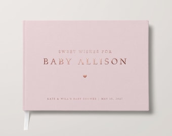 Girl Baby Shower Guest Book, Pink Baby Shower Decor Guest Sign in Book, Minimalistic Baby Shower Letters Guestbook Celebration Keepsake
