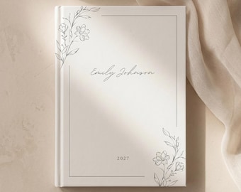 Personalized Hardcover Journal with Name Custom Floral Notebook Gift for Women, Mom Appreciation Gifts