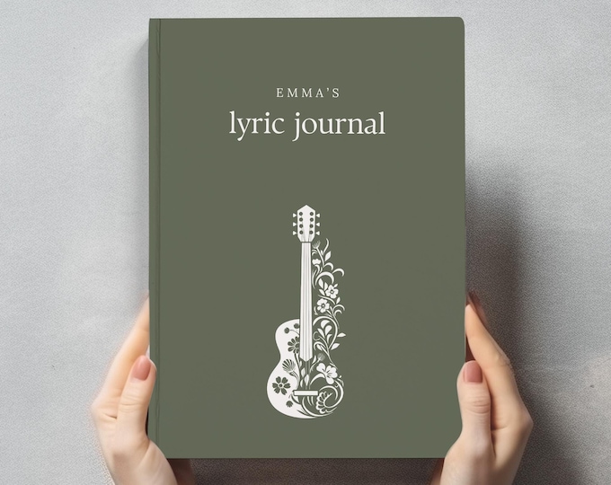 Personalized Songwriter Journal with Lined Pages Songwriters Book Musical Journal Guitar Lover Gift for Musician Song Writing, HJ030P