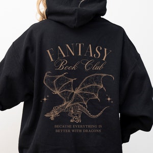 Fantasy Bokklubb Hoodie Drakhoodie för fantasybokälskare Fantasyläsare Stor hoodie för läsare Bokälskare Tröja