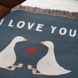 Silly Goose Woven Blanket 2nd Anniversary Blanket Funny Goose Gifts for Girlfriend Gift Idea for Boyfriend Gift Cotton Anniversary Wife Gift