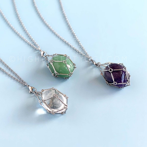 Crystal Holder Necklace Interchangeable Crystal Necklace Holder Anniversary Gift for Her Bridesmaid Jewelry Pendant Necklace