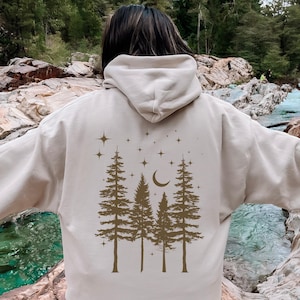 Forest Core Hoodie Outdoor Sweatshirt Cottagecore Clothing Camping Gift for Nature Lover Hiking Gift Evergreen Trees Camping Sweatshirt