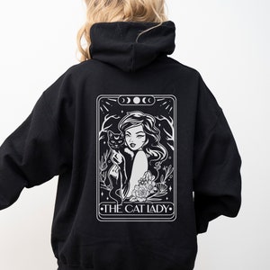 Tarot Card Sweatshirt Hoodie Cat Sweatshirt Cat Mom Gift Witchcore Clothing Cat Sweater Black Cat Tarot Hoodie Aesthetic Cat Lover Gift