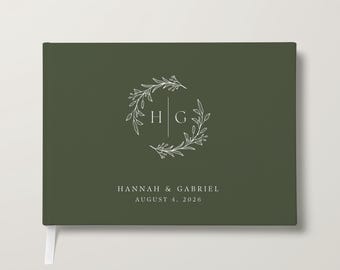 Monogram Guest Book Personalized Wedding Hardcover Sign in Reception Book Bridal Shower Party Guestbook Gift for Couples