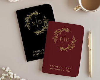 Wedding Vow Books Set of 2 His and Her Vow Booklets Elegant Wedding Keepsakes Real Gold Foil Personalized Vows