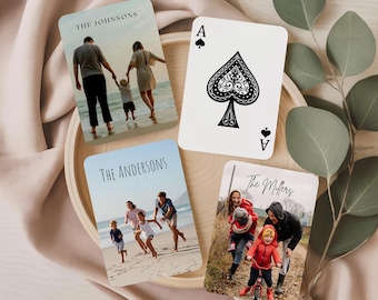 Family Game Night Playing Cards Custom Photo Card Deck, Gamenight Poker Cards Game Lover Gifts