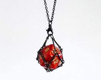 d20 Dice Holder Necklace Gamer Gift Interchangeable Dice Cage Necklace Dungeon Master Gift D20 Necklace