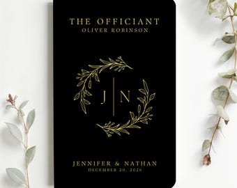 Custom Officiant Book Personalized Wedding Keepsake Monogrammed Notebook Gift for Officiant Ceremony Book, PJ004A