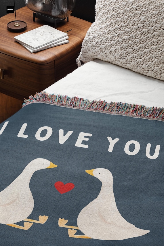 Silly Goose Woven Blanket 2nd Anniversary Blanket Funny Goose Gifts for Girlfriend Gift Idea for Boyfriend Gift Cotton Anniversary Wife Gift