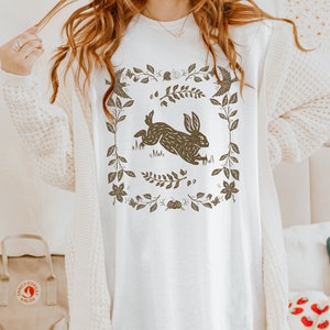 Vintage Cottagecore Shirt Vintage Rabbit T Shirt Cottagecore Tee  Cute Cottagecore Oversized Shirt Forestcore Clothing Goblincore Shirt