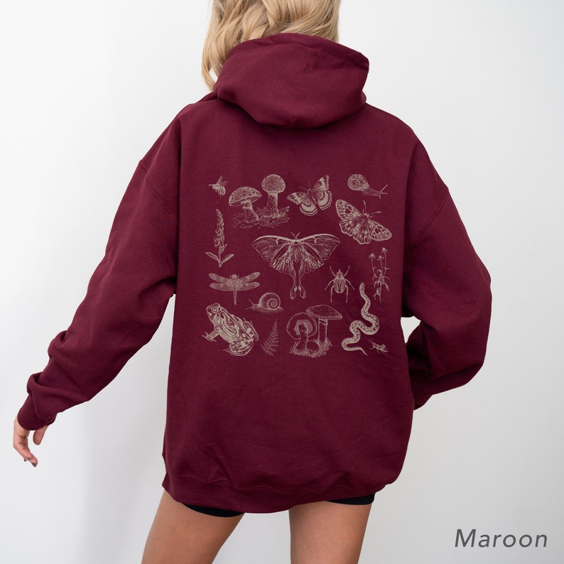 Vintage Cottagecore Sweatshirt Cottagecore Hoodie Vintage Mushroom Hoodie Dark Academia Sweater Forestcore Clothing Goblincore Hoodie