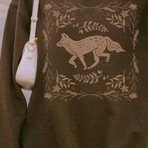 Cottagecore Fox Sweatshirt Forestcore Clothing Cottagecore Crewneck Oversized Cute Cozy Sweater Fall Crewneck Aesthetic Sweatshirt for Her
