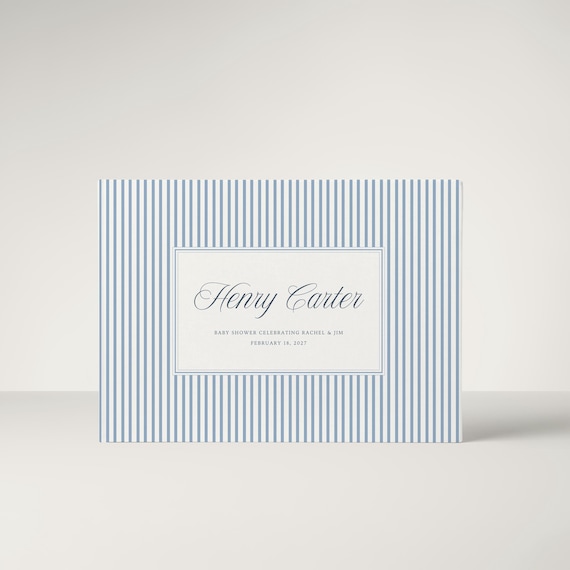 Custom Baby Shower Book Striped Hardcover Guestbook Shower Decorations Boy Girl Baby Shower Guest Book with Wishes, Celebration Keepsake