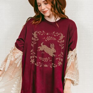 Vintage Cottagecore Shirt Vintage Rabbit T Shirt Cottagecore Tee  Cute Cottagecore Oversized Shirt Forestcore Clothing Goblincore Shirt
