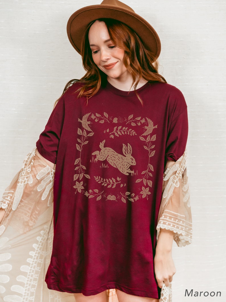 Vintage Cottagecore Shirt Vintage Rabbit T Shirt Cottagecore Tee  Cute Cottagecore Oversized Shirt Forestcore Clothing Goblincore Shirt