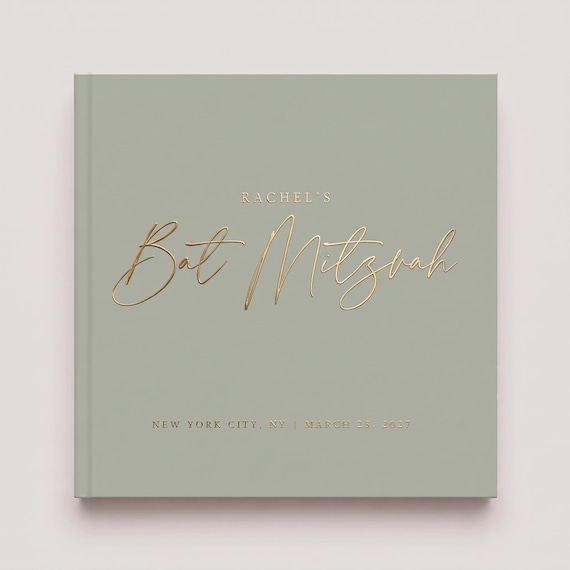 Personalized Bat Mitzvah Guestbook, Hardcover Guest Book Blank or Lined Pages, Jewish Celebration Memory Book, Bat Mitzvah Gift for Her