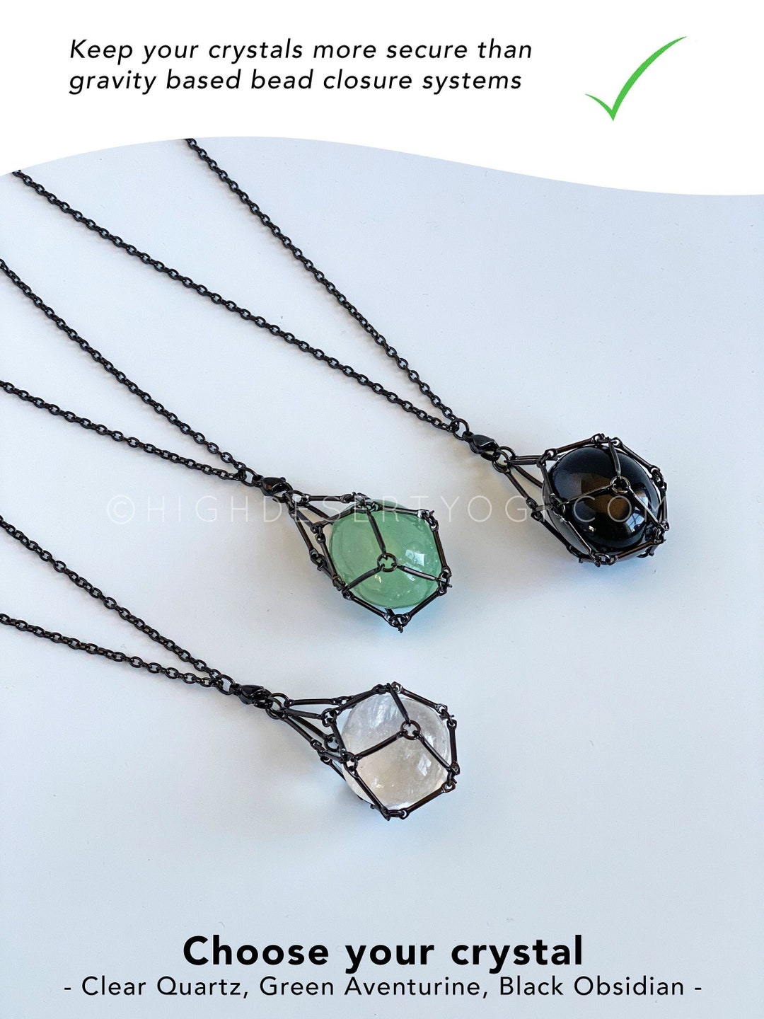 Crystal Holder Necklace Black Interchangeable Crystal Necklace Holder