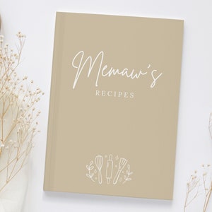 Custom Recipe Book Personalized Gift for Grandma Recipe Journal Family Keepsake Recipes Cookbook Blank Recipe Book Mother in Law Gift Nana