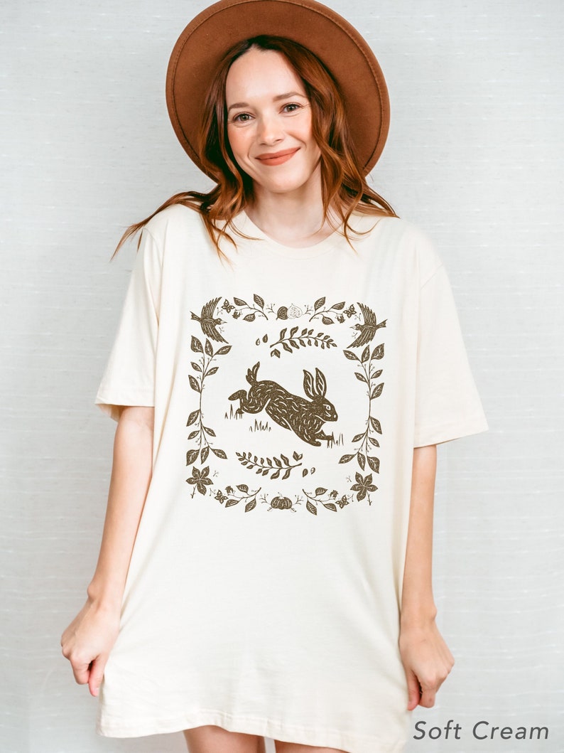 Vintage Cottagecore Shirt Vintage Rabbit T Shirt Cottagecore Tee  Cute Cottagecore Oversized Shirt Forestcore Clothing Goblincore Shirt