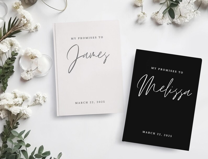 Custom Wedding Vow Book Set Wedding Vow Booklets Wedding Journal His Her Vows Bridal Shower Gift for Bride Modern Vow Books Set of 2