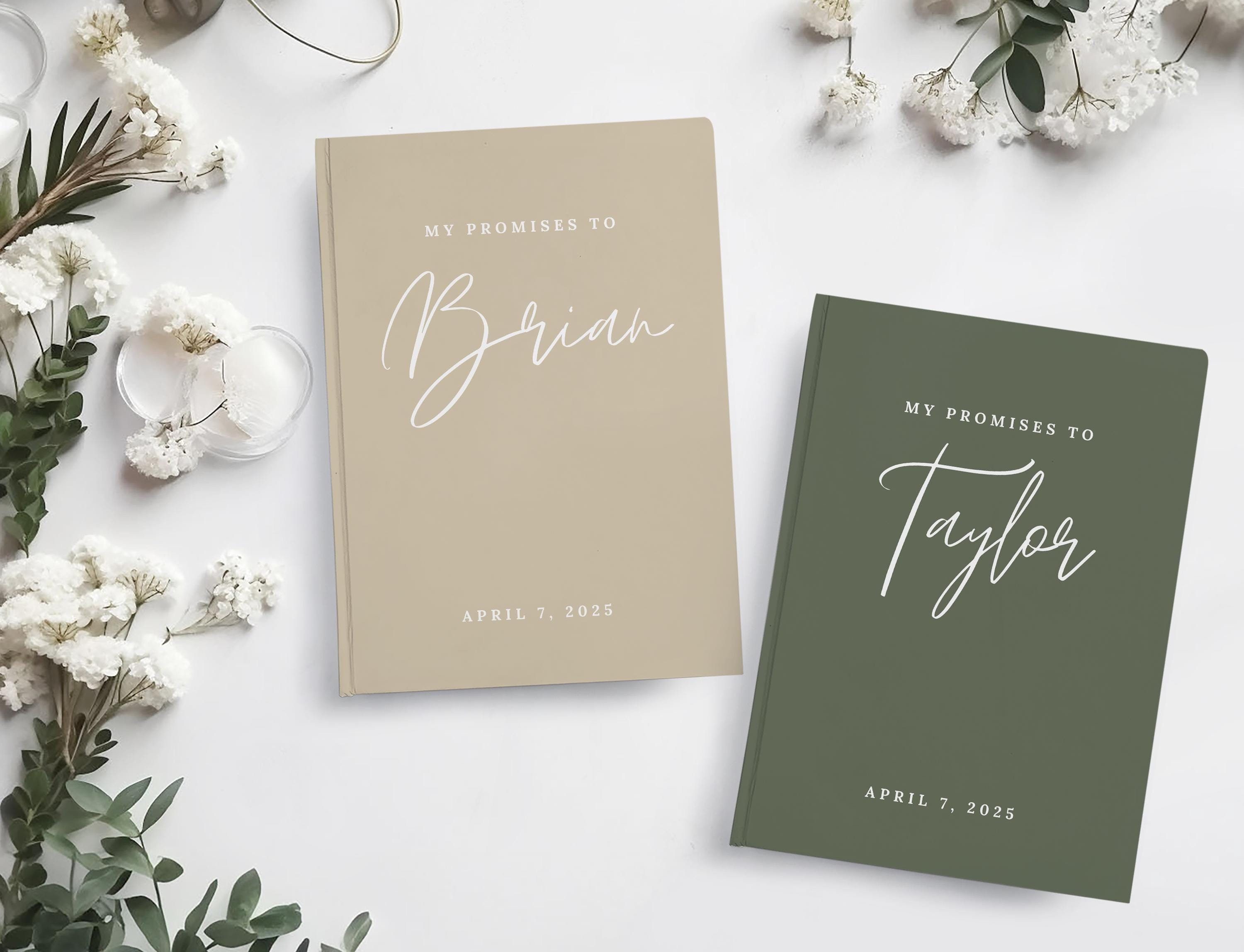 Custom Wedding Vow Book Set Wedding Vow Booklets Wedding Journal His Her Vows Bridal Shower Gift for Bride Modern Vow Books Set of 2