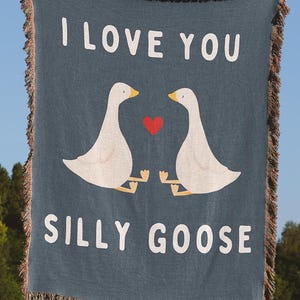 Silly Goose Woven Blanket 2nd Anniversary Blanket Funny Goose Gifts for Girlfriend Gift Idea for Boyfriend Gift Cotton Anniversary Wife Gift