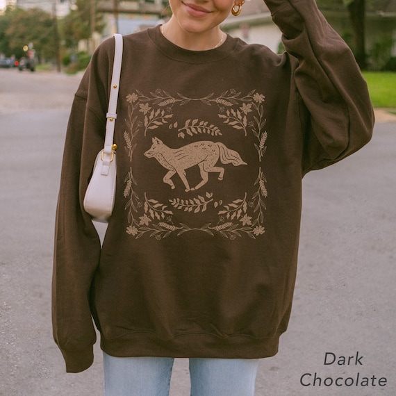 Cottagecore Fox Sweatshirt Forestcore Clothing Cottagecore Crewneck Oversized Cute Cozy Sweater Fall Crewneck Aesthetic Sweatshirt for Her