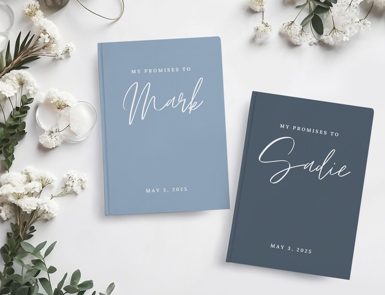 Custom Wedding Vow Book Set Wedding Vow Booklets Wedding Journal His Her Vows Bridal Shower Gift for Bride Modern Vow Books Set of 2