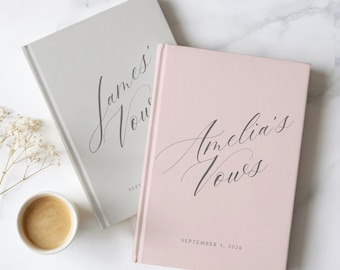 Custom Wedding Vow Book Set Wedding Vow Booklets Wedding Journal His Her Vows Bridal Shower Gift for Bride Modern Vow Books Set of 2