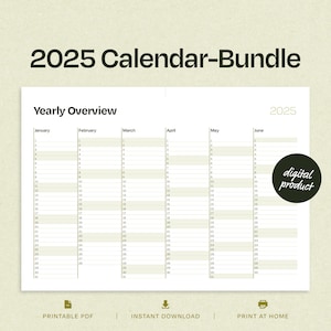 Paquete de calendario 2025 | Planificador digital A4 + Carta EE. UU.