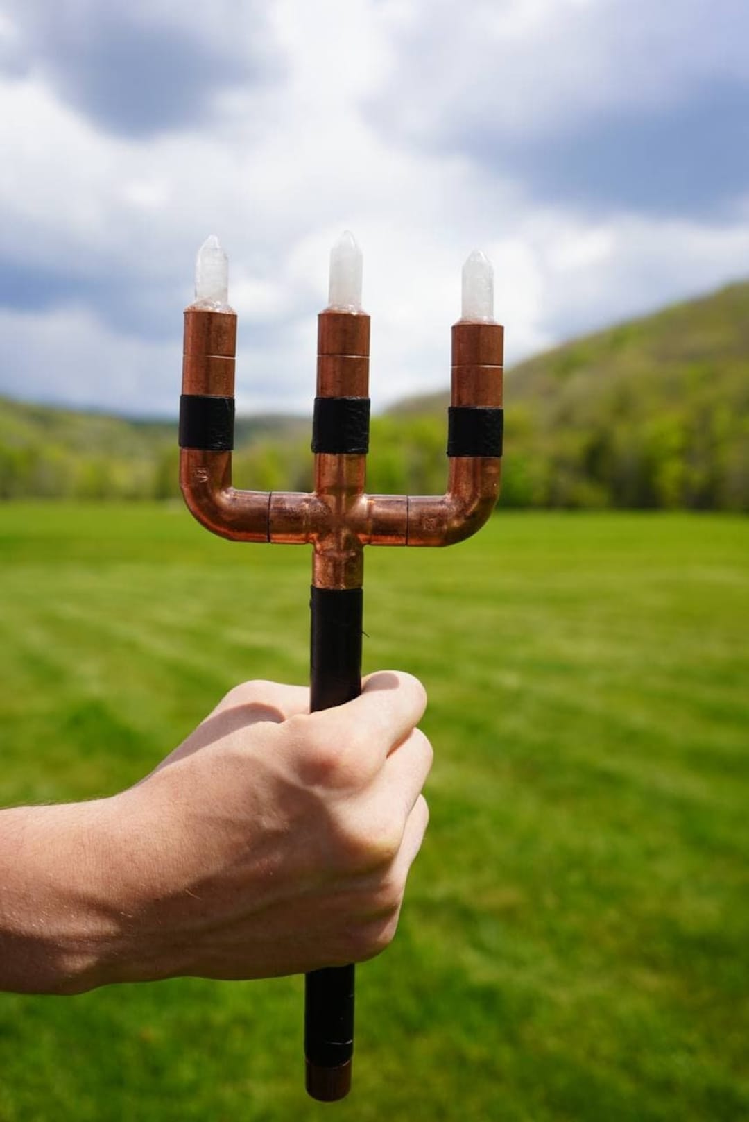 Ceremonial Trident Atlantian Lemurian Krystallos Copper Quartz Handmade Copper Trident Charged