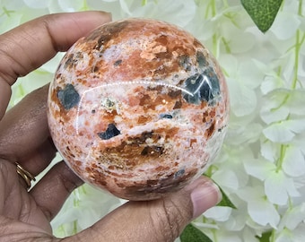 Blue Apatite Orange Calcite Sphere - Discounted