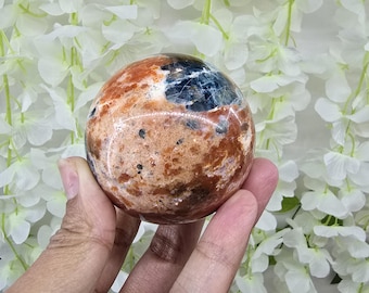 Blue Apatite Orange Calcite Sphere