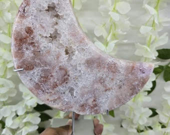 Pink Amethyst Moon on Stand