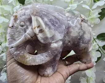 XL Amethyst x Flower Agate Elephant