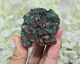 Malachite on Quartz Specimen, DRC
