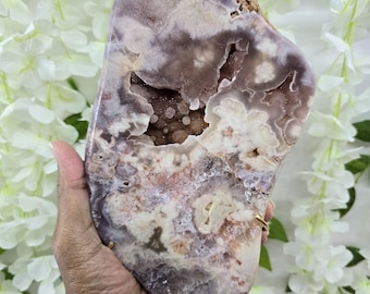 Pink Amethyst x Amethyst Slab on Stand